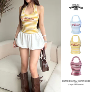 TANKTOP NECKED MÙA HÈ LOGO THÊU GIRL FRIEND SỌC FFCLUB MIX