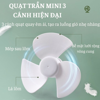 Quạt Trần Mini Gắn Đui Đèn 3 Cánh,Quạt Trần Mini,Có Phích Cắm,Tiết Kiệm Điện,Nhỏ Gọn,Dễ Lắp,Làm Mát