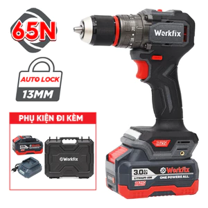 Máy Khoan Pin 65N Workfix WF-ID1365F Động Cơ Không Chổi Than, Búa Bắt Vít, Mạnh Mẽ Nhỏ Gọn