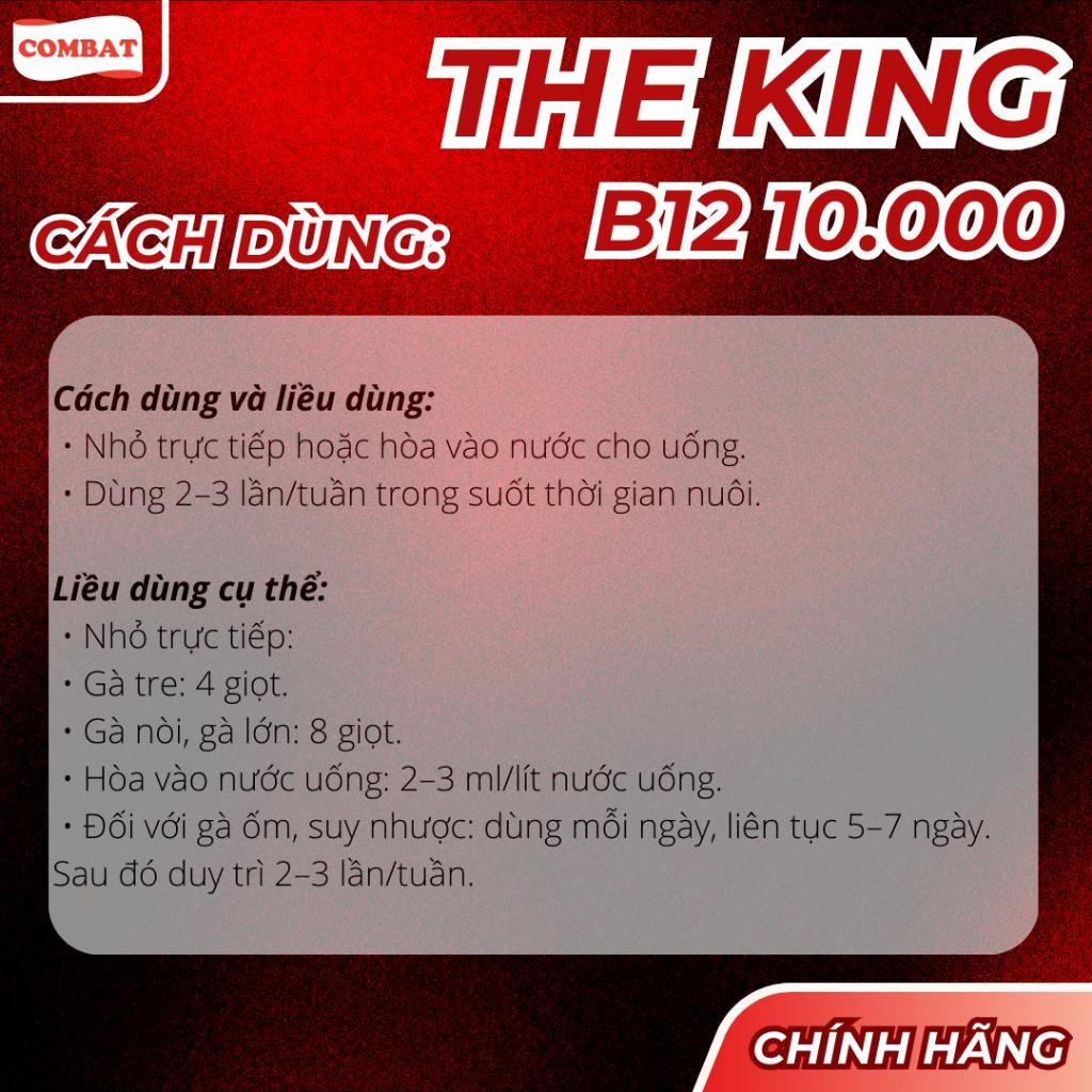 The King 10.000 mcg nuôi gà chế độ tăng bo, tăng nước máu, nở khung dầy lườn, hừng gà cự mạnh (50ml)