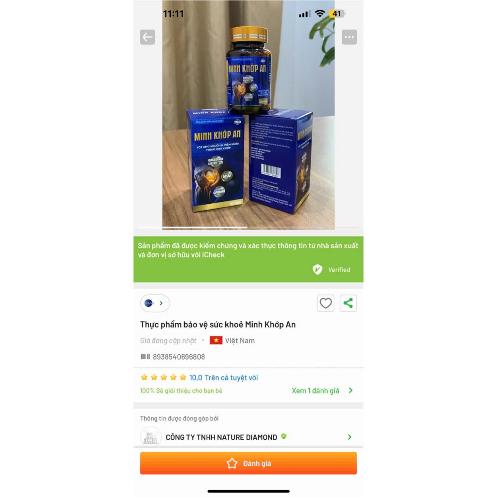 ✅ [Chính Hãng] Viên uống xương khớp Minh Khớp An Hộp 30 Viên ✅ Đau nhức xương khớp thoái hóa thoát vị tê bì tay chân