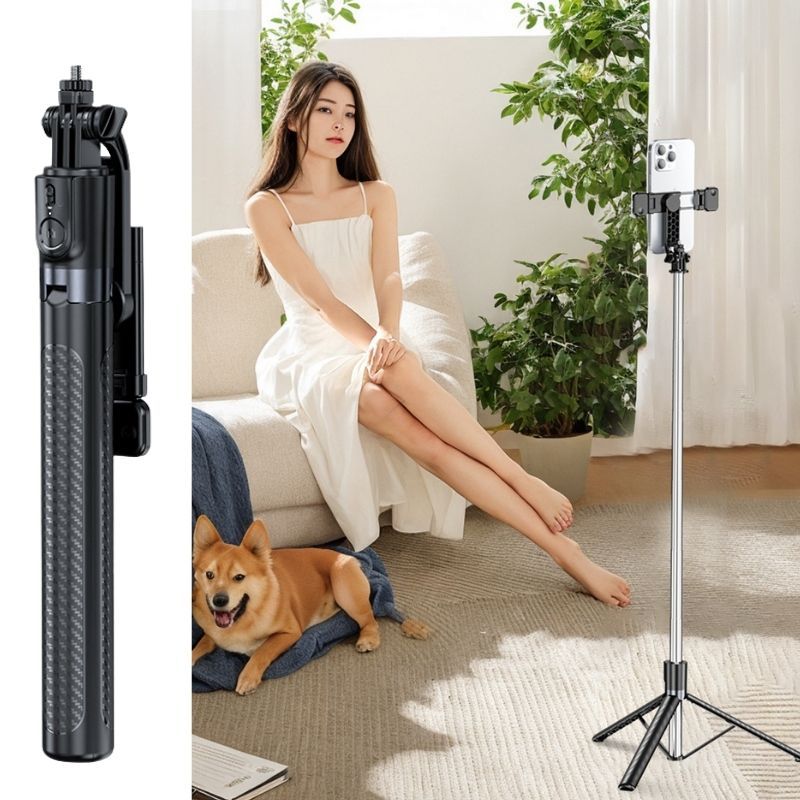 Gậy chụp ảnh 3 chân cao 1M75 gậy selfie tripod có remote giá đỡ điện thoại quay video livestream