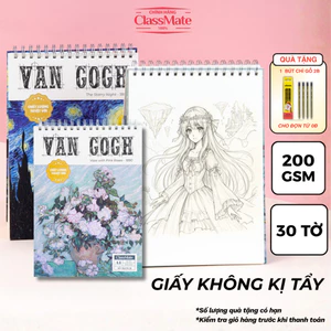 Sổ Vẽ Phác Thảo 200gsm Sketchbook VANGOGH Giấy Không Kị Tẩy, Vân Mịn A4/A5 Vẽ Chì Màu, Sáp Màu , Sáp Lụa AB109/110