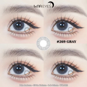 Lens mắt 269 Gray màu xám vân tia không viền tự nhiên, size nhỏ - thương hiệu LUNA EYES