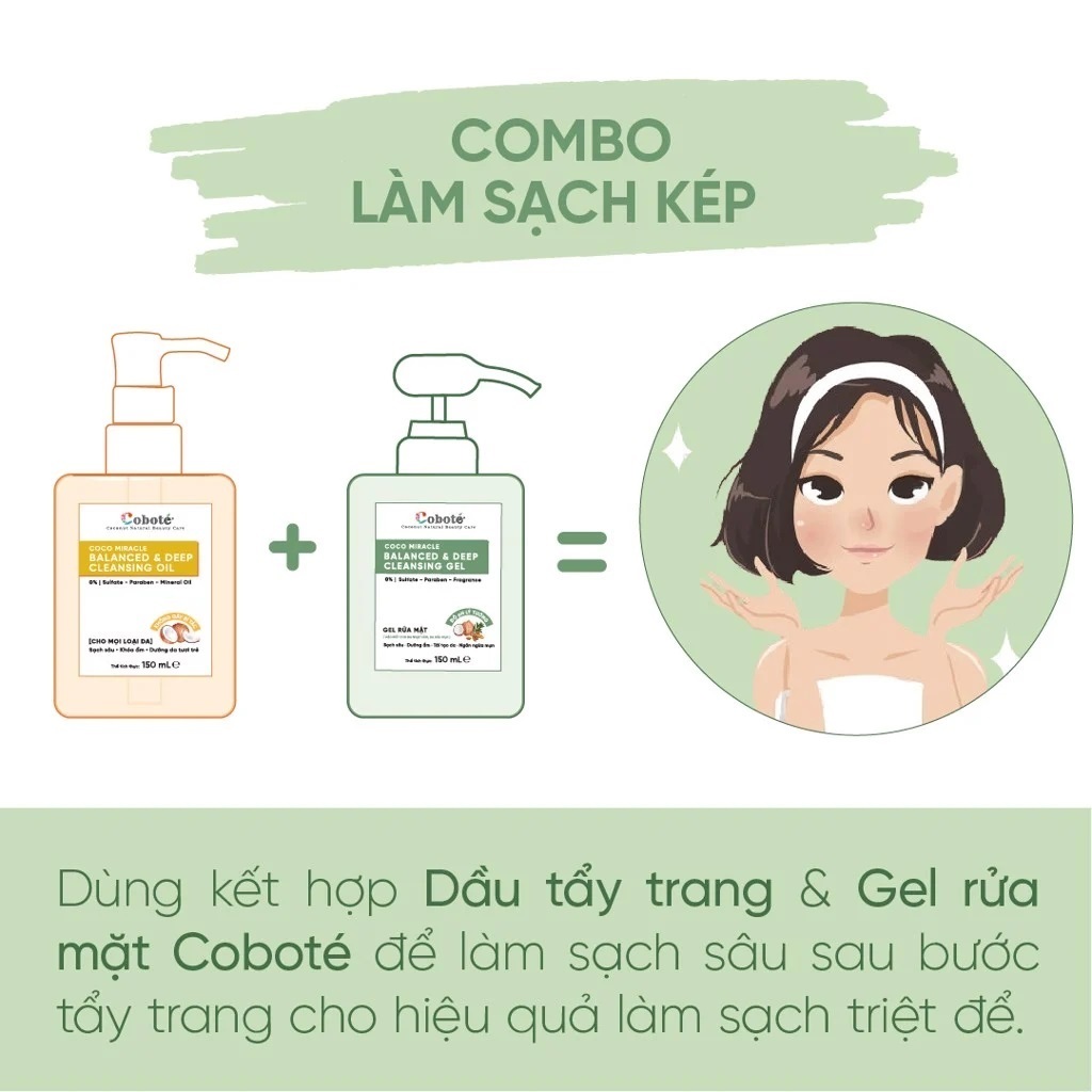 Dầu Tẩy Trang Coboté 100ml Cuốn Trôi Bụi Bẩn Sạch Sâu, Không Cay Mắt