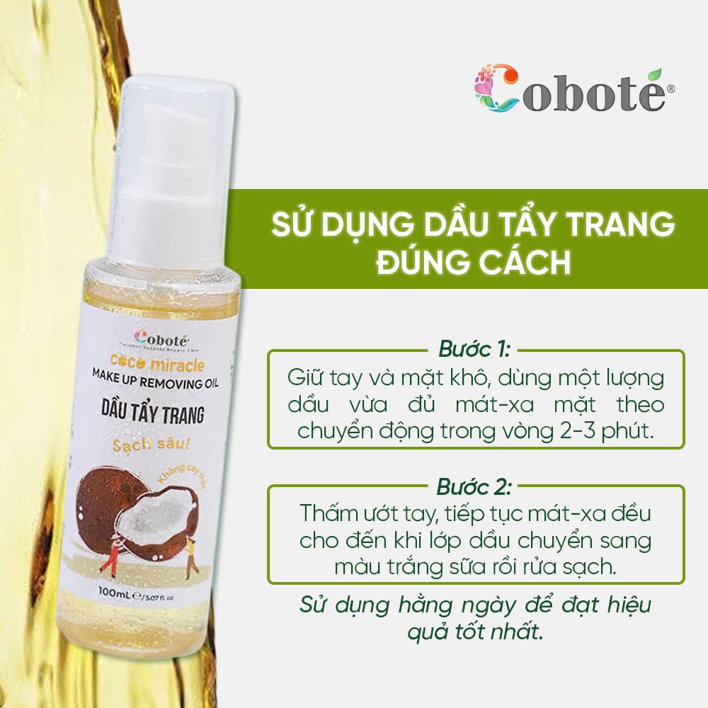Dầu Tẩy Trang Coboté 100ml Cuốn Trôi Bụi Bẩn Sạch Sâu, Không Cay Mắt