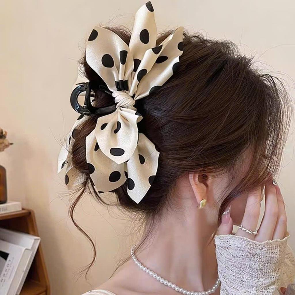Kẹp Tóc Nữ Voan Tiểu Thư Kim Tuyến Đính Đá Càng Cua Bồng Bềnh Size Lớn 13cm LEZA VN