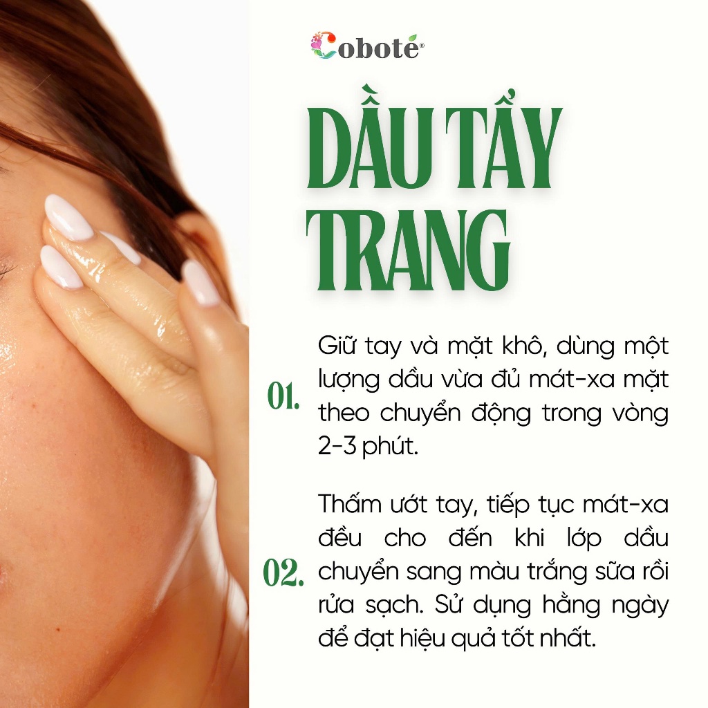 Dầu Tẩy Trang Coboté 100ml Cuốn Trôi Bụi Bẩn Sạch Sâu, Không Cay Mắt