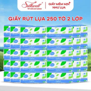 Bịch 36 gói Khăn giấy rút lụa Silkwell 250 tờ 2 lớp mềm mại, chất giấy mềm mịn, siêu dai, không mủn
