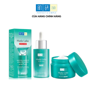 Combo làm dịu, giảm mụn cho da dầu mụn, nhạy cảm Hada Labo Acne Care Calming: Serum dưỡng ẩm 30ml+Gel dưỡng ẩm 50g