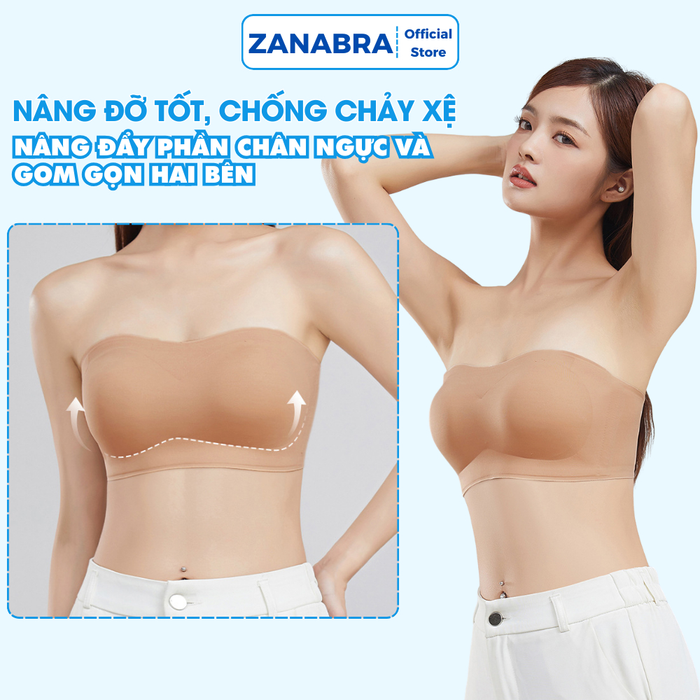 [ MẪU MỚI ] Áo ngực không gọng cup ngang viền silicone chống tuột, Áo ngực không dây mút mỏng tạo form tự nhiên A2382