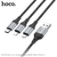 Cáp Sạc HOCO X102 3 Trong 1 Dài 1m – Type-C / Micro / Đầu 8 Chân 2.4A, Dây Sạc Đa Năng Bền Chắc