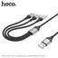 Cáp Sạc HOCO X102 3 Trong 1 Dài 1m – Type-C / Micro / Đầu 8 Chân 2.4A, Dây Sạc Đa Năng Bền Chắc