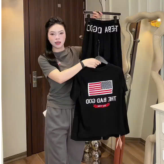 Set Áo Thun Zip Mix Quần Suông The Bad God KCloset Chất Cotton Mềm Mịn NA144