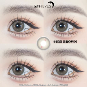 Lens mắt 635 Brown màu nâu mix trái tim phong cách douyin, size nhỏ - LUNA EYES brand