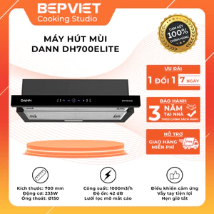 Máy hút mùi âm tủ cảm ứng Dann DH700 Elite - 70 CM, Kính đen, Auto vẫy tay, Động cơ Turbo
