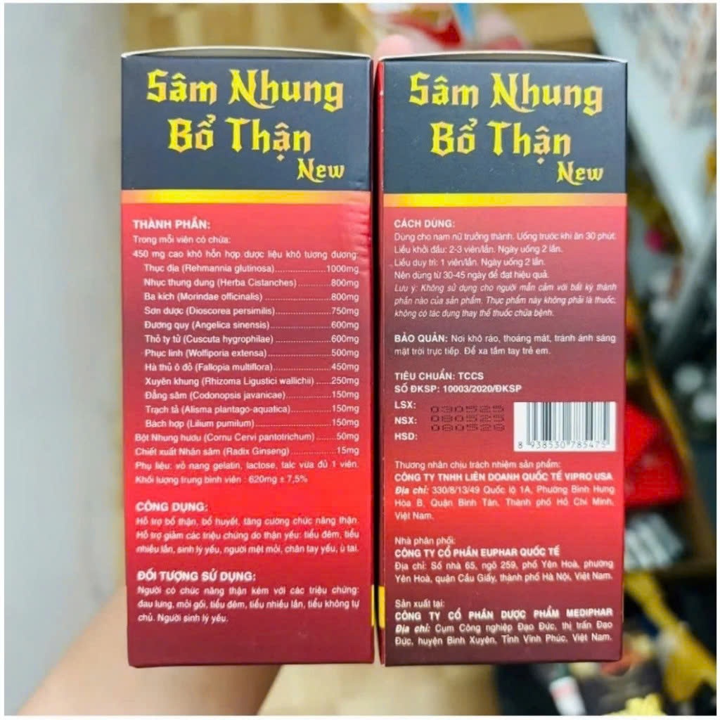 Sâm Nhung Bổ Thận New Chính Hãng Hộp 30 Viên - Viên uống bổ thận nam nữ tăng cường sinh lực hồi phục thận hư thận yếu