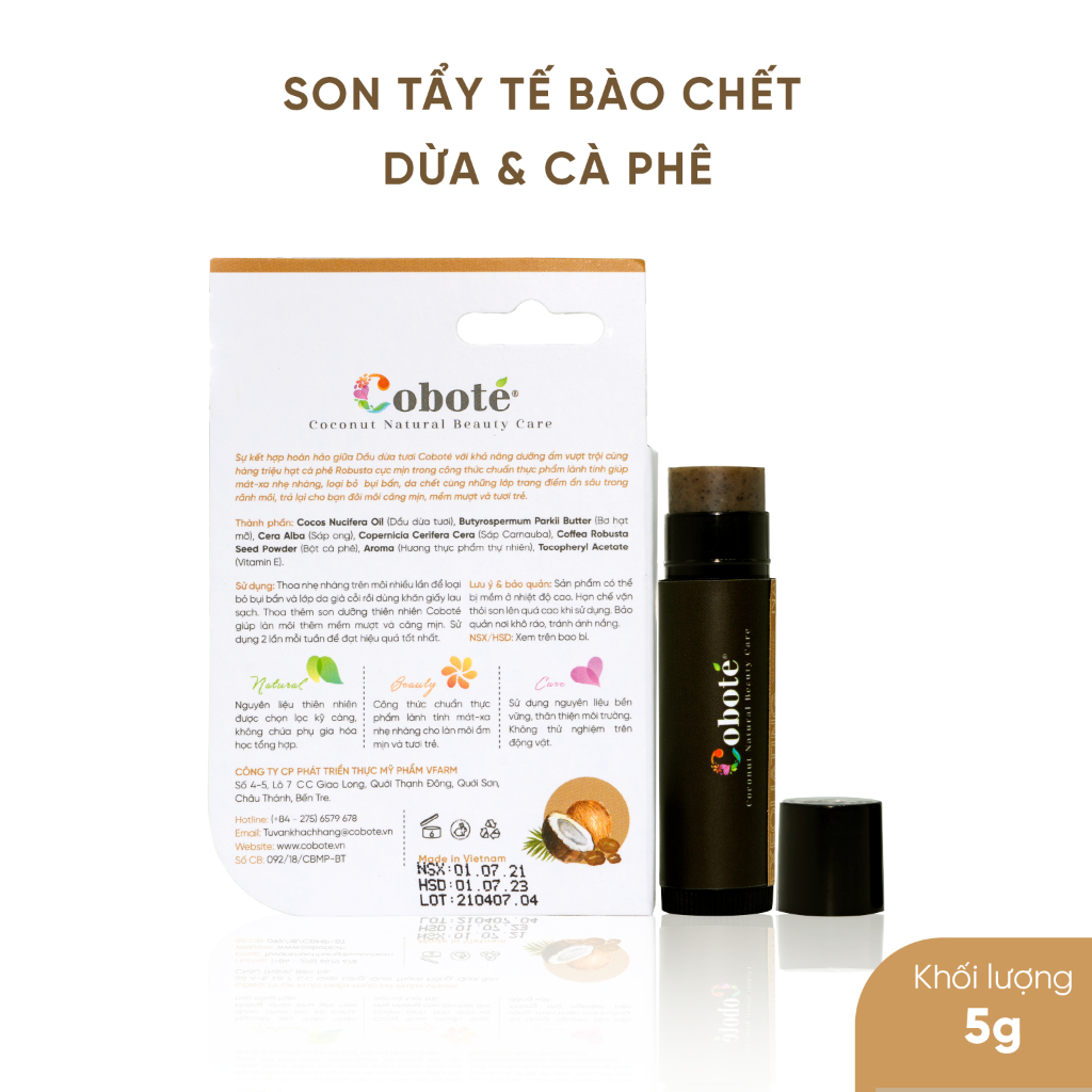 Son tẩy tế bào chết môi cà phê - Natural Lip Scrub Làm Sạch Lớp Sừng Trên Môi