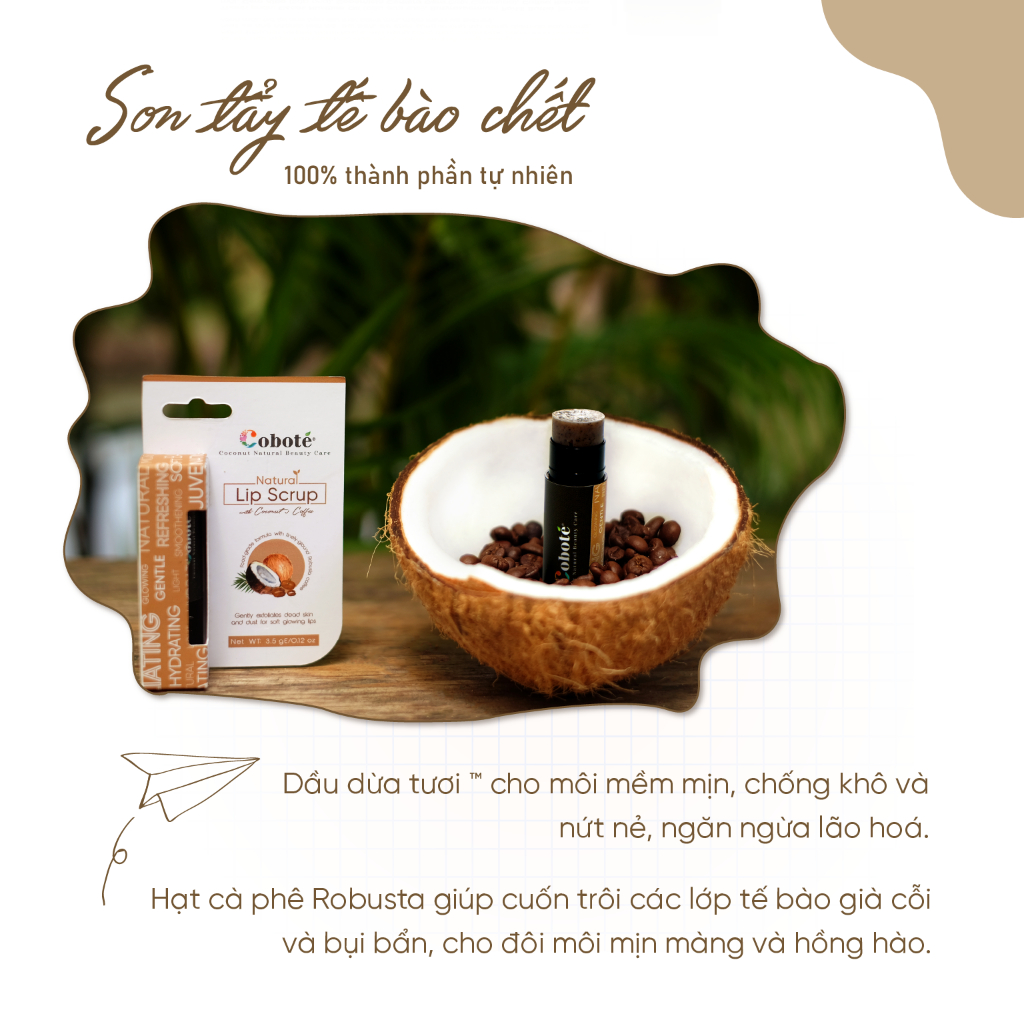 Son tẩy tế bào chết môi cà phê - Natural Lip Scrub Làm Sạch Lớp Sừng Trên Môi