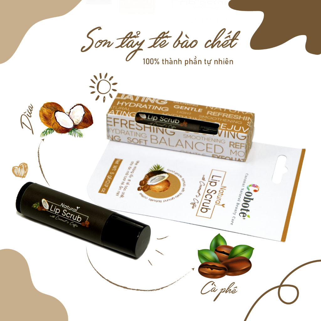 Son tẩy tế bào chết môi cà phê - Natural Lip Scrub Làm Sạch Lớp Sừng Trên Môi