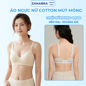 Áo ngực không gọng mút mỏng - Áo lót nữ cotton gân, mặc thoải mái 3 nấc cài ZANABRA A409