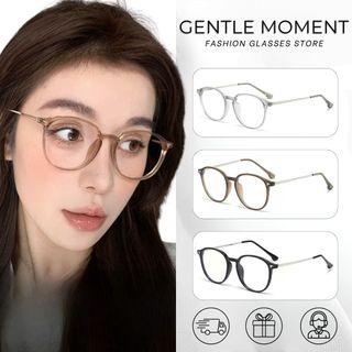 Gọng kính cận nữ thời trang GENTLE MOMENT gọng tròn kim loại chống ánh sáng xanh chống tia UV đi học đi chơi GMK967