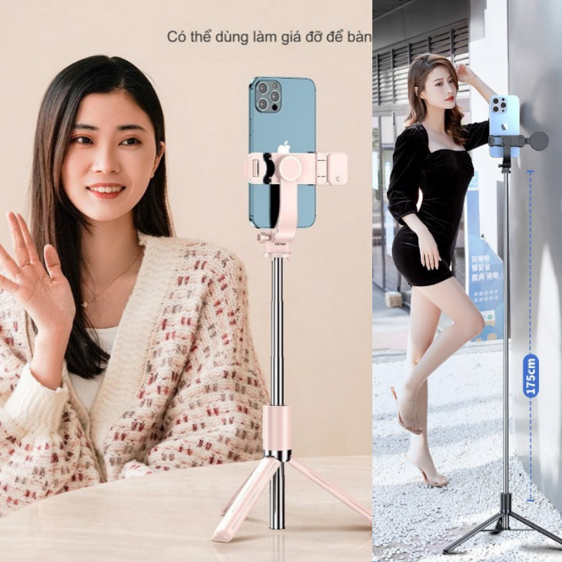 Tripod điện thoại Gậy chụp ảnh 3 chân 1M75 Cây chụp hình Selfie cầm tay Quay video Livestream