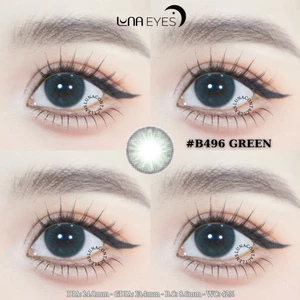 Lens mắt B496 Green màu xanh lá vân tia bo viền tự nhiên, size nhỏ - LUNA EYES brand