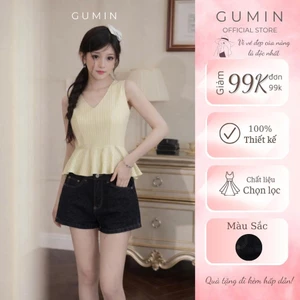 Quần jean ngố w.e GUMIN thiết kế quần dáng ngắn basic cá tính, Quần đùi bò nữ sang chảnh cao cấp