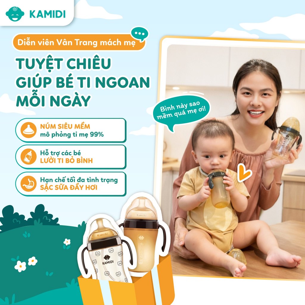 [HỎA TỐC HCM HN] Bình Sữa Kamidi Gen 1 Chất Liệu PPSU Cho Bé Tập Ti - Dung Tích 210ml/300ml