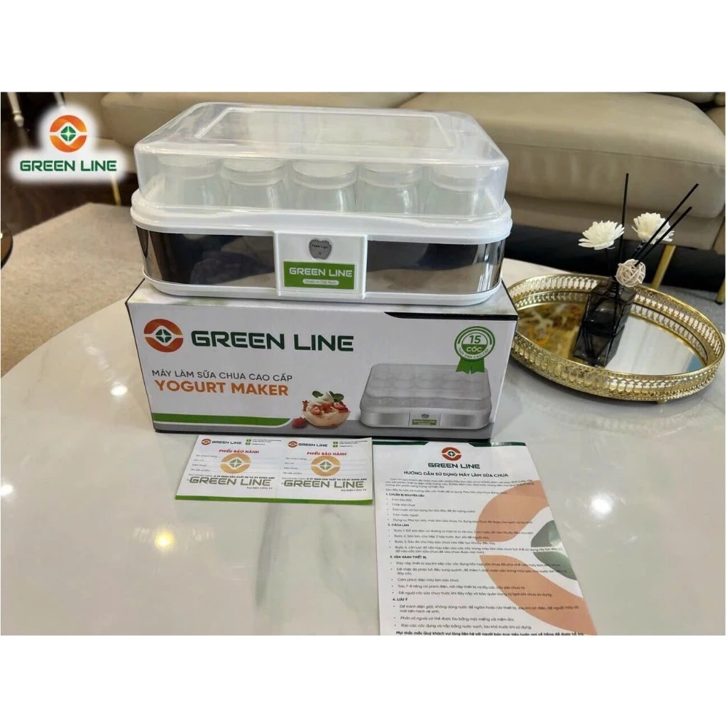 Máy làm sữa chua Green Line bảo hành chính hãng kèm 15 hũ thủy tinh tiện lợi