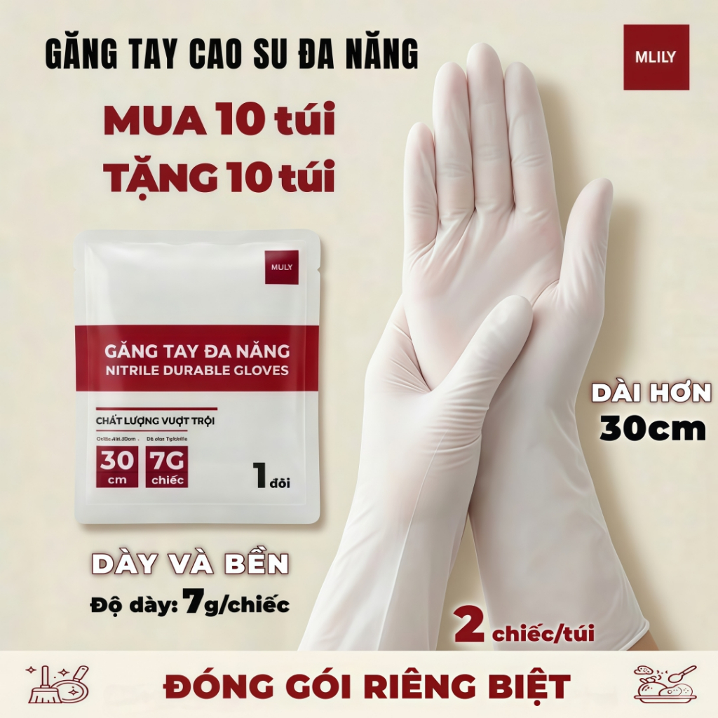 Găng Tay Cao Su ĐA NĂNG Không Bột  Cao Cấp – Siêu Dày Bền, Dùng Spa, Nhà Bếp, Chế Biến Thực Phẩm
