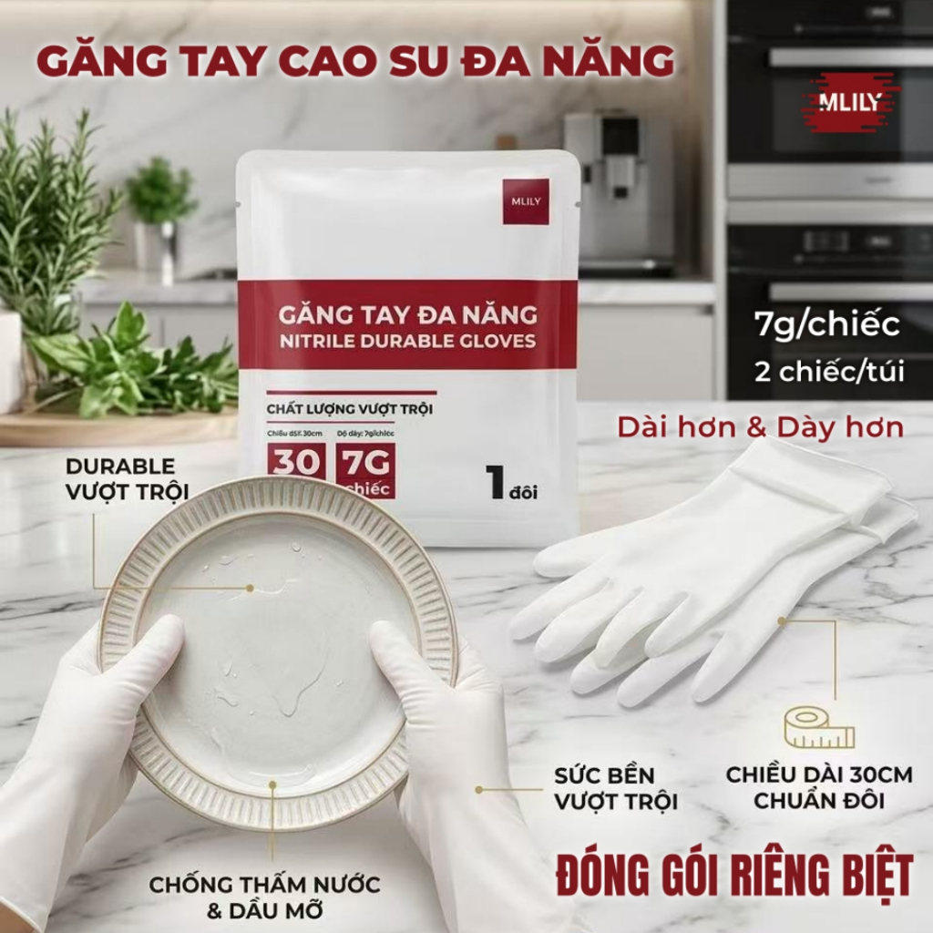 Găng Tay Cao Su Đa Năng ，Đóng gói riêng biệt ，2 Chiếc/túi – Dùng Nhà Bếp, Spa, Chế Biến Thực Phẩm