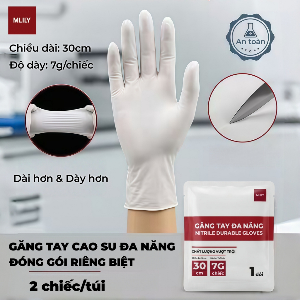 Găng Tay Cao Su Đa Năng ，Đóng gói riêng biệt ，2 Chiếc/túi – Dùng Nhà Bếp, Spa, Chế Biến Thực Phẩm