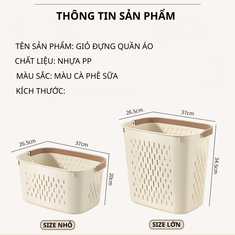Giỏ Đựng Quần Áo Bẩn Để Nhà Tắm Có Quai Xách, Giỏ Đựng Đồ Quần Áo Bẩn Đa Năng Có Tay Cầm  TitiHome