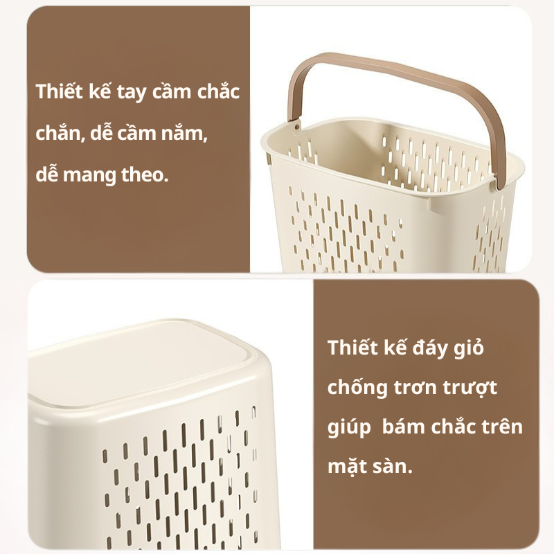 Giỏ Đựng Quần Áo Bẩn Để Nhà Tắm Có Quai Xách, Giỏ Đựng Đồ Quần Áo Bẩn Đa Năng Có Tay Cầm  TitiHome