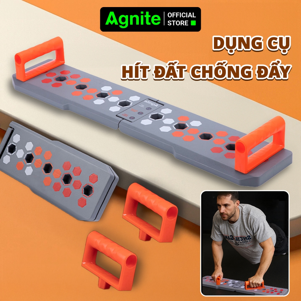 [Voucher 15%] Dụng cụ chống đẩy gấp gọn, hít đất push up stand chịu lực 200kg tập ngực tay vai tại nhà Agnite