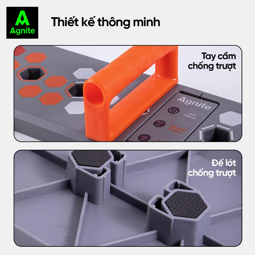 [Voucher 15%] Dụng cụ chống đẩy gấp gọn, hít đất push up stand chịu lực 200kg tập ngực tay vai tại nhà Agnite