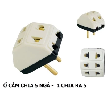 Phích Cắm Chia Ổ Điện 1 Ra 5 Lỗ và Phích Cắm Điện Đầu Đực P2/ Chui Phích cắm điện (đầu cái)/ Chia 3, Xoay 180 độ. LMS