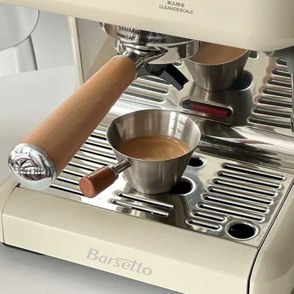 [HOẢ TỐC]  Cốc đong Espresso Ý 100ml cán gỗ có vạch chia