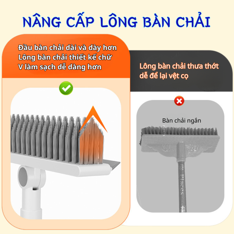Cây Chà Sàn Nhà Tắm, Chổi Chà Sàn Và Gạt Nước Đa Năng 2 Trong 1, Chổi Cọ Nhà Vệ Sinh Dài 100cm TitiHome