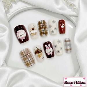 Nailbox [ Mã M34 ] Nail Tone Nâu Trầm Họa Tiết Siêu Cưng - Nail Ngắn Nhẹ Nhàng Đơn Giản
