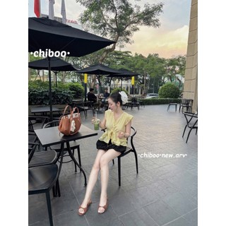 Áo Sơ Mi Đũi Cổ V Phối Ren Cánh Tiên Có Nơ Dáng Babydoll Áo Kiểu Nữ Style Hàn Quốc Cakecat