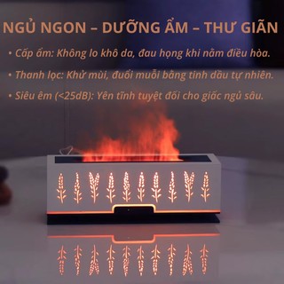 Máy Khuếch Tán Tinh Dầu Ngọn Lửa 3D, 2 Đầu Phun Siêu Mạnh - Đèn Ngủ 7 Màu, Có Điều Khiển Từ Xa