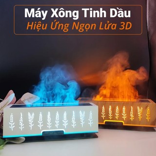 Máy Khuếch Tán Tinh Dầu Ngọn Lửa 3D, 2 Đầu Phun Siêu Mạnh - Đèn Ngủ 7 Màu, Có Điều Khiển Từ Xa