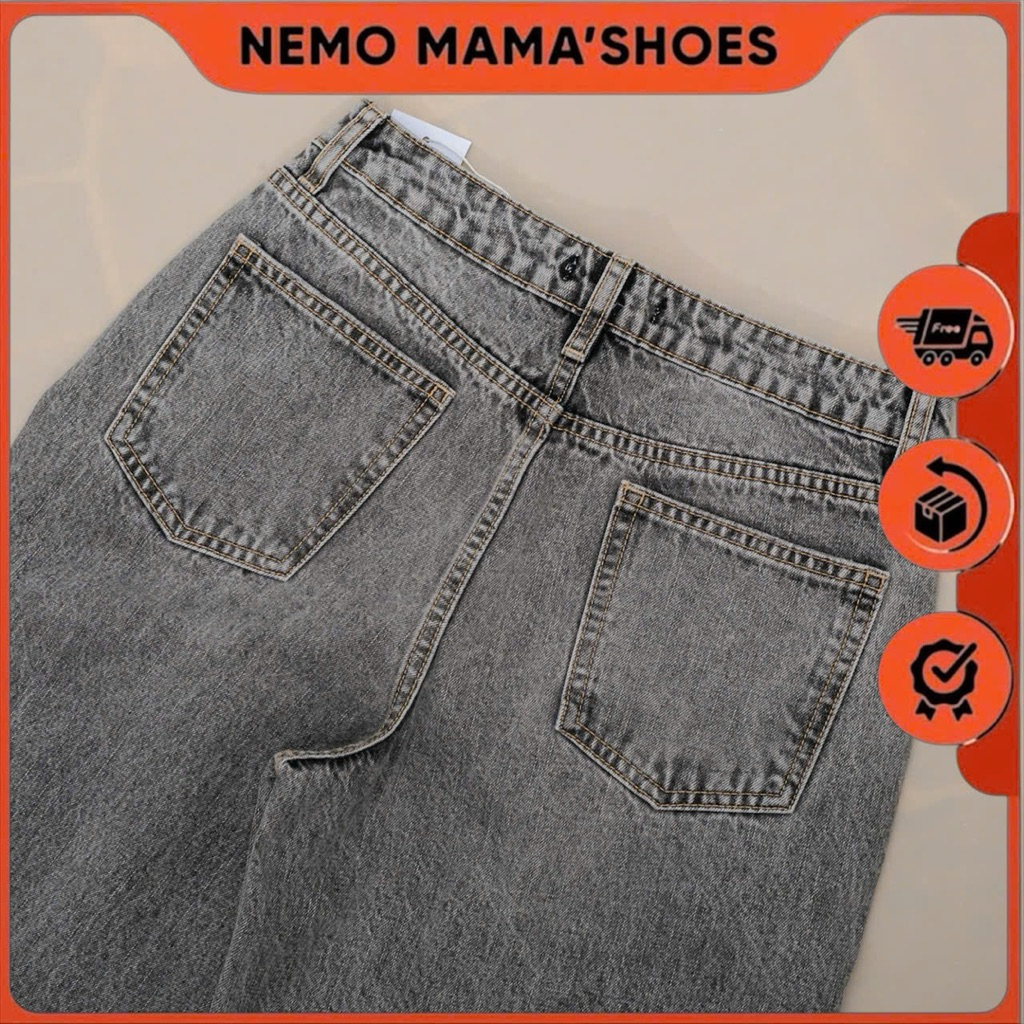 PULL&BEAR Quần Jean Nữ Ống Rộng Wash Xám Rách Nhẹ Cá Tính – Form Đẹp Dễ Phối Đồ (Q240430046)