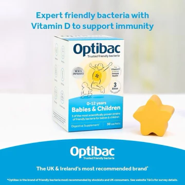 Men vi sinh Optibac Babies & Children - Bổ sung men vi sinh & chất xơ, vitamin D3 cho trẻ chính hãng