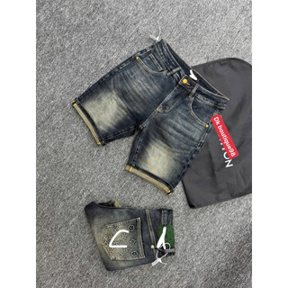 Quần short jean nam wash xanh phối túi họa tiết thời trang, dáng slimfit trẻ trung