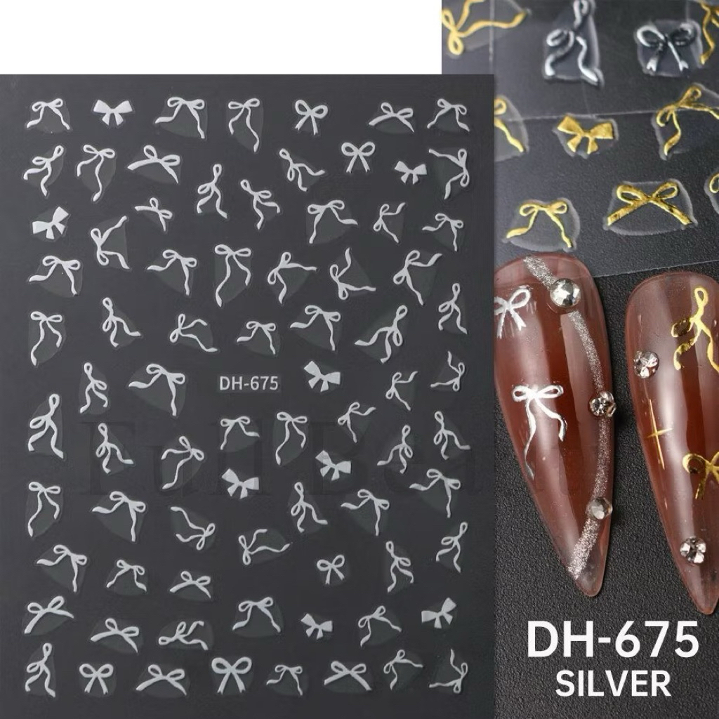 sticker nơ dán móng siêu xinh ,dễ sử dụng-3 màu đen ,trắng ,đỏ