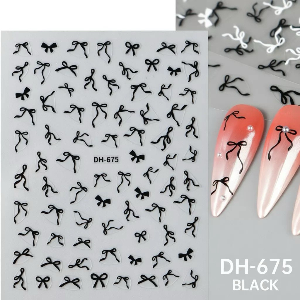 sticker nơ dán móng siêu xinh ,dễ sử dụng-3 màu đen ,trắng ,đỏ